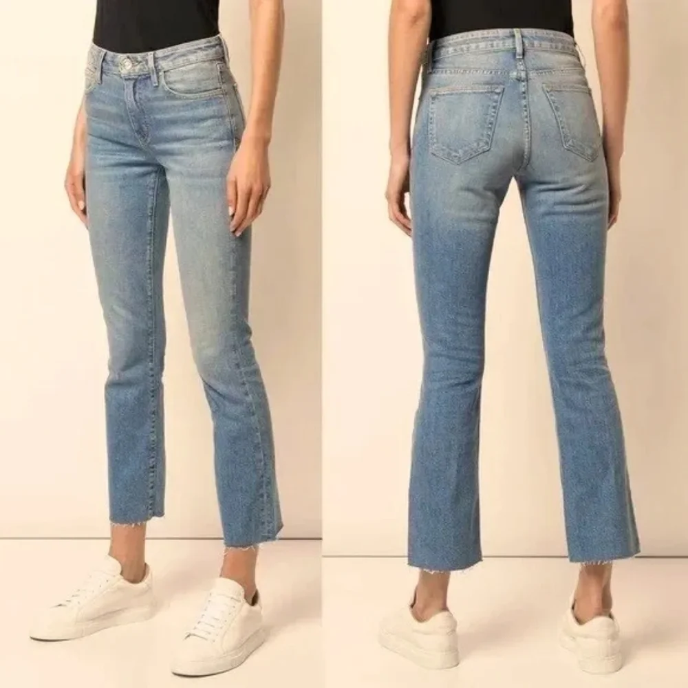 SLVRLAKE Scarlett Jeans Kick Flare Mid-Rise Raw Hem Size 25